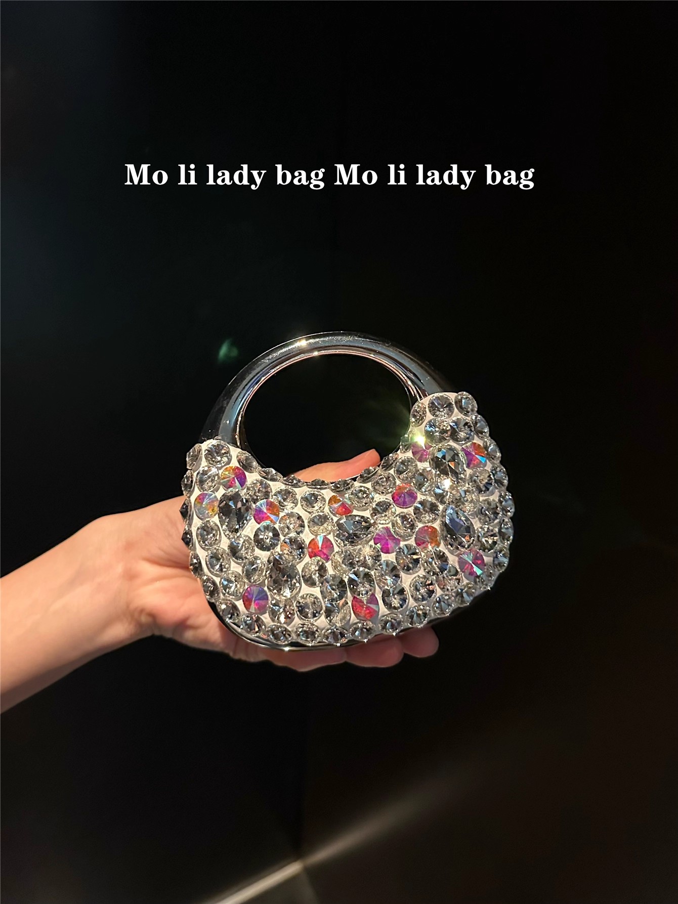 Mini Bag Evening Clutch - Parıltılı Akrilik Mini Çanta Kristal Taşlı