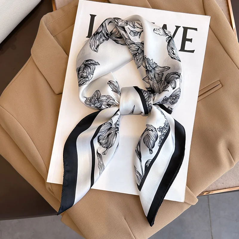Luxury Bags Online - 70*70cm lüks çiçek baskı ipek kare