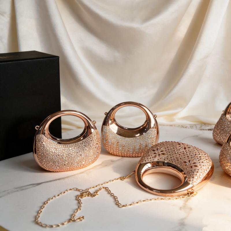 Mini Bag Evening Clutch - Şık Mini Abiye Çantası, Taşlı Tasarım,