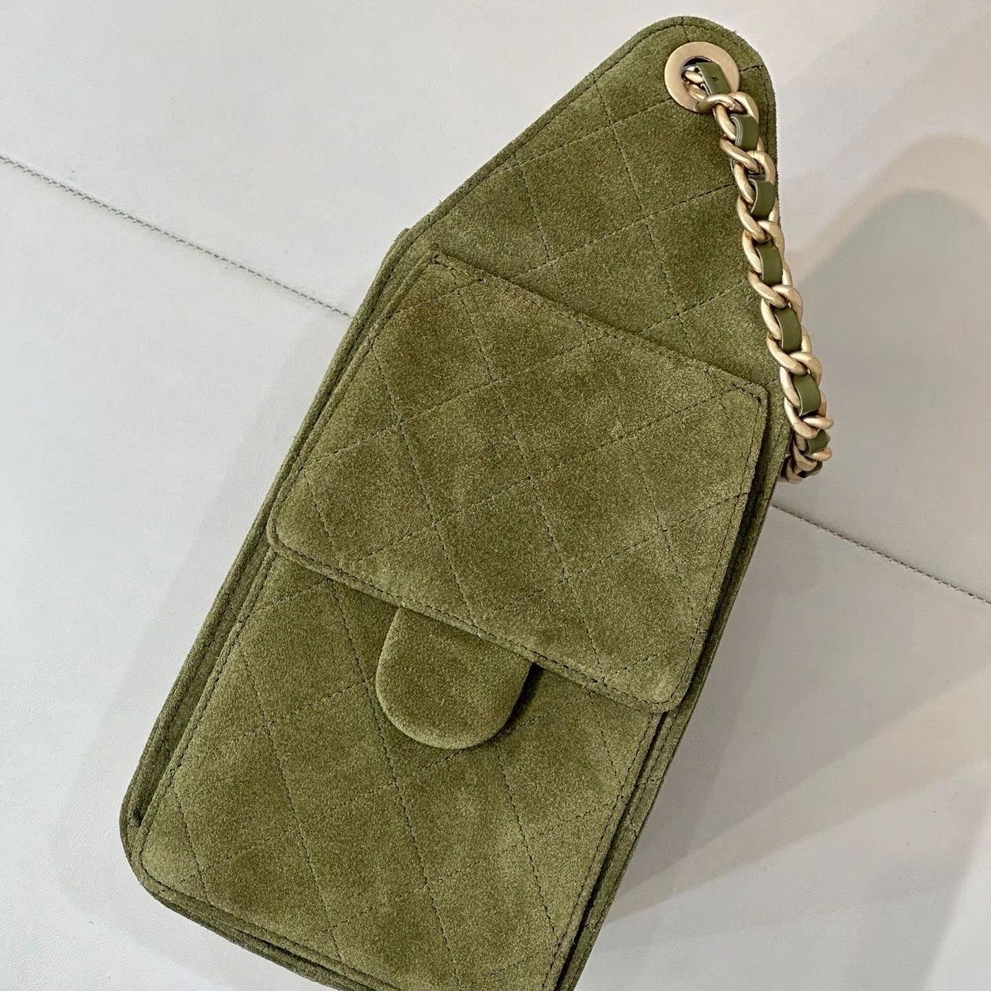 Chain Crossbody Quilted - Zeytin Yeşili Süet Kapitone Kadınlar İçin