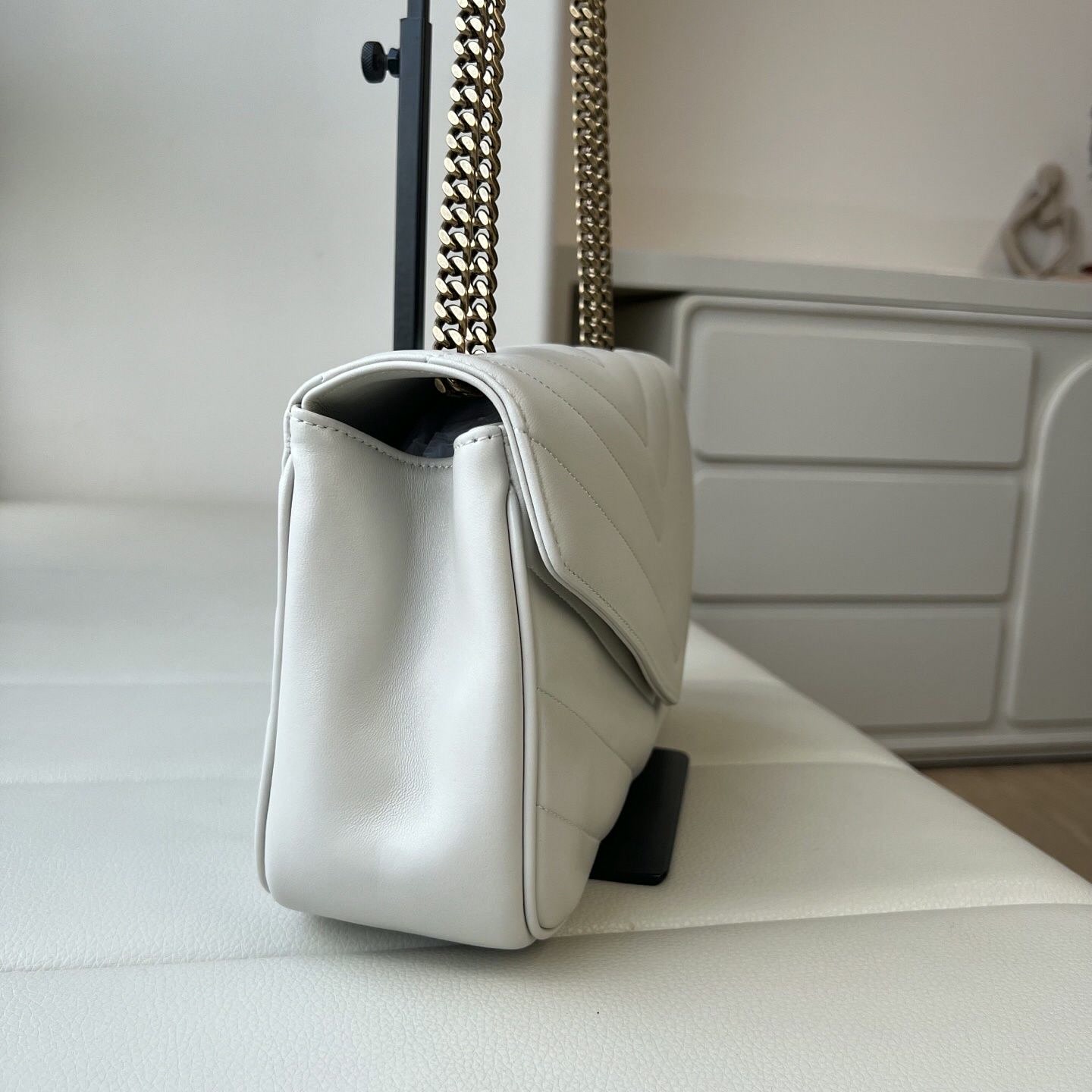 Chain Crossbody Quilted - Kadın Krem Beyaz V Kapitone Yumuşak